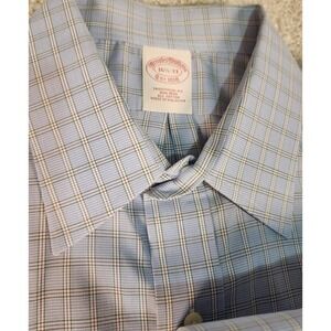 Brooks Brothers‎ Shirt Men's 16.5 Sleeve Sz 33 1818 Blue White Green Plaid